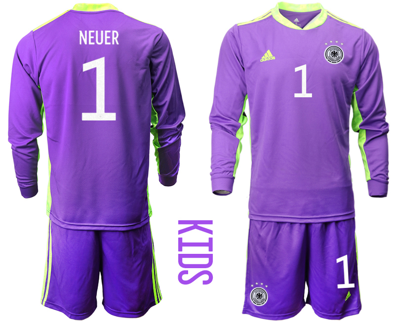 Youth 2021 European Cup Germany purple Long sleeve goalkeeper #1 Soccer Jersey->germany jersey->Soccer Country Jersey